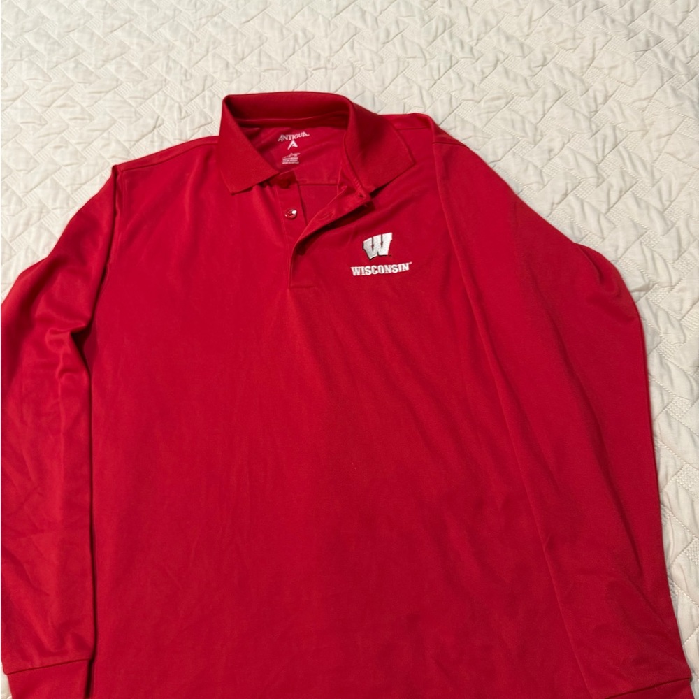 Antigua Red University of Wisconsin Men's Polo Shirt